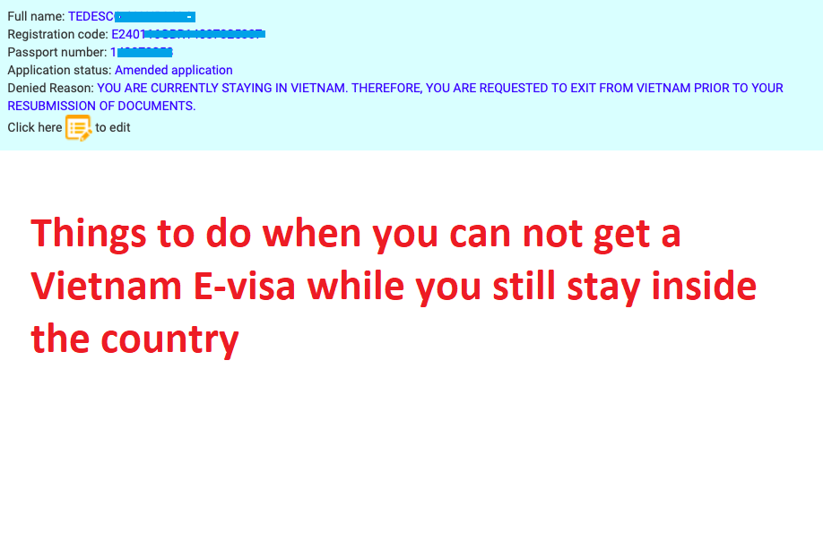 Why can not get a new Vietnam E-visa inside the country