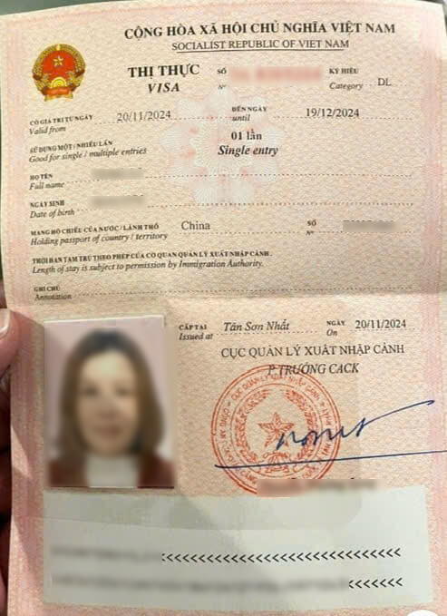 visa du lịch cho người Trung Quốc