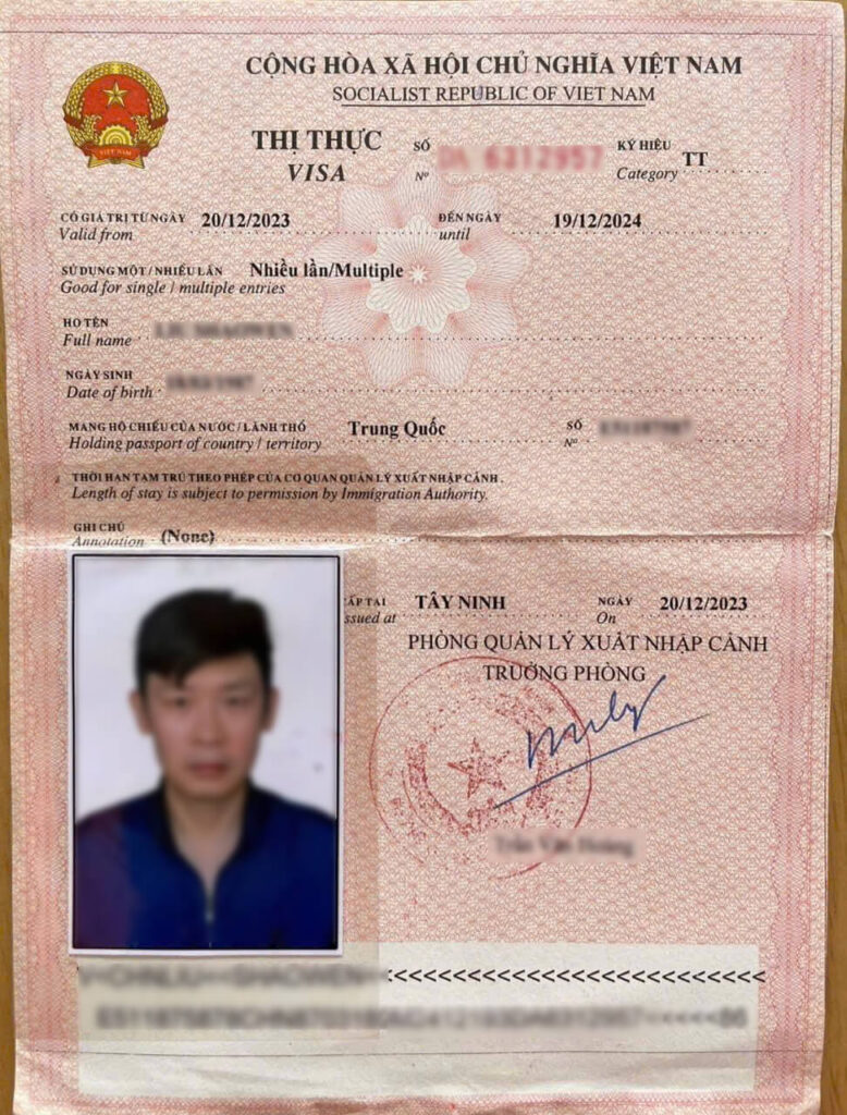 visa thăm thân cho người Trung Quốc