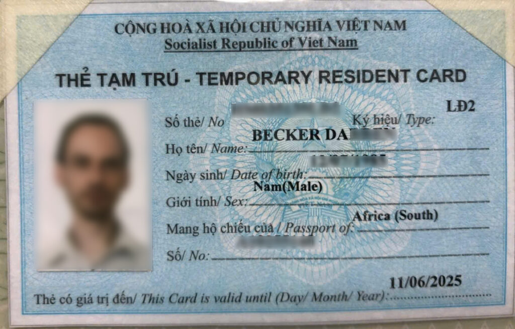 thẻ LD Việt Nam cho người Nam Phi